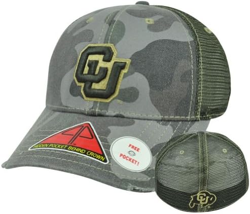 NCAA Colorado Buffaloes Deliverance Pro Pocket Camo Stretch Flex Fit Hat Cap M/L