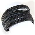 Black Ice Double Strand Crystal On Faux Suede Band Bracelet With Button Clasp