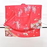 着物ひととき 七五三 3歳 女の子 着物 表地濃ピンク 花 扇 ii3259a05 中古