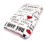 Apple iPhone 3 3G 3GS White Love You HARD RUBBERIZED FEEL RUBBER COATED Design AT&T Hard Case Skin Cover Protector