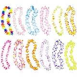 Hawaiian Ruffled Simulated Colorful Luau Silk Flower Leis Necklaces for Tropical Island Beach Theme Party Event, Birthday Supplies, Costume (50 Pack) by Super Z Outlet&reg;