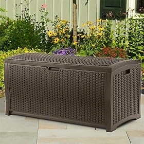 Suncast DBW7300 Mocha Wicker Resin Deck Box, 73-GallonSuncast Mocha Wicker Resin Deck Box
