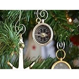 Hampton Nautical  Chrome Compass Nautical Christmas Tree Ornament - Nautical Christmas Tree Decoration