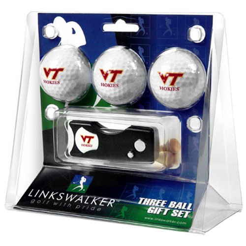 Virginia Tech Hokies Ncaa 3 Golf Ball Gift Pack W/ Spring Action Divot Tool