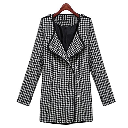レディース 千鳥格子ノーカラーコート　オリジナルBAGセット#1004