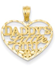 14K Yellow Gold D/C Daddys Little Girl Heart Charm Pendant