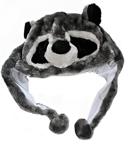 Plush Animal Hats for Kids - 'Assorted Hat-imals' Animal Hats - Critter Cap Winter Hat (Grey Raccoon)