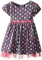 Girls Polyester/Spandex/Knit Puff Sleeves General Print Short Jeweled  Dress with a Brush/Sweep Train  With a Ribbon 