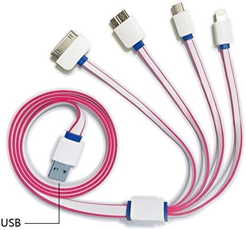 High Quality 4 in 1 mobile phone charger line Universal USB Charging Cable for iPhone 6, 6S,5, 5S,4,4S, Micro USB for Samsung Galaxy S6 S5 S4, Note 3, Ipad 2 3 4 Mini Air(pink)
