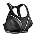 SYROKAN Women's Compression Racerback Adjustable High Impact Running Sports Bra Black 36DD