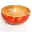 Handmade Mango Wood Decorative Ridge Bowl With Etched Crimson Design