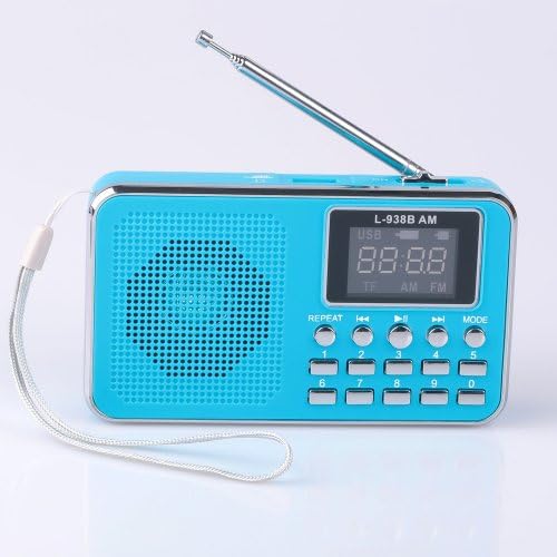 Mfine Great Sound Portable Mini USB AM/FM Radio Speaker Music Player Micro SD/TF Card For PC iPod Phone (938B Blue)