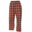 Orange and Black tartan plaid check flannel cotton pants for lounging, sleep, sports. Unisex relaxed fit, exposed elastic waist