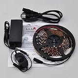 Ledwholesalers 5 Meter Reel Warm White 2700k Flexible LED Ribbon 300 Leds 16 Ft with Free Dimmer and Free Transformer, 2026ww2700k-kit