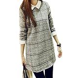 (マーシェル) Marshel マタニティ ワンピース チュニック 長袖 おしゃれ チェック 産前 産後 長く使える 妊婦服 グレー L