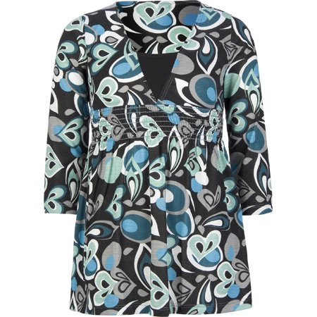 FULL TILT Girls Smocked Waist Baby Doll - Blue/Black