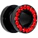 0 Gauge Black Anodized Titanium Red Gem Screw Fit Tunnel