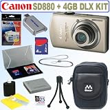 cheap Canon PowerShot SD880IS 10MP Digital Camera (Gold) + 4GB Deluxe Accessory Kit