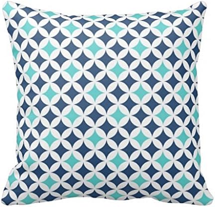 CasualTime Teal Blue Geometric Pattern Decorative Pillow Cover 16 Inches