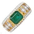 Ring With 3.30ctw Precious Stones - Genuine Clean Diamonds and Emerald Made in 18K Yellow Gold. Total item weight 12.4g - Certificate Available.