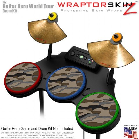 Camouflage Brown Skin by WraptorSkinz fits Guitar Hero 4 World Tour Drum Set for Nintendo Wii, XBOX 360, PS2 & PS3 (DRUMS NOT INCLUDED)