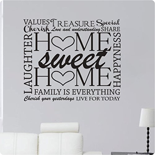 36″ Home Sweet Home Family Cherish Yesterday, Live For Today, Happiness, Laughter, Love Understanding Values Share Collage Saying Wall Decal Sticker Art Mural Home Décor Quote