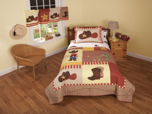 Cowboy Twin Quilt with Pillow Sham Cowboy Twin Quilt with Pillow Sham-image