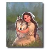 Native American Indian Girl And Wolf Home Decor Wall Picture 16x20 Art Print