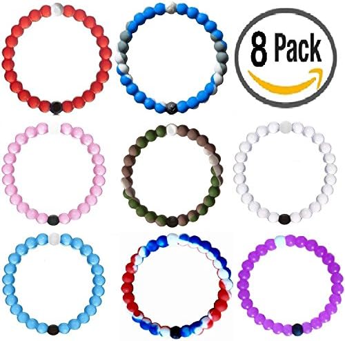 Figure Four Products Silicone Beaded Bracelets set of 8 with 8 popular colors the next big thing for kids teens and parents-Large