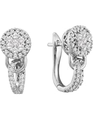 Real Diamond Earrings 0.76CTW ROUND DIAMOND LADIES FASHION HOOPS EARRINGS White-gold 14K