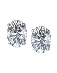 Tommaso Design (tm) Oval 8x6 mm Genuine White Topaz Earrings