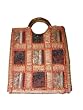 Boho Hobo Purse, Orange Zari Embroidered Sari Handbag Tote Purse Bag