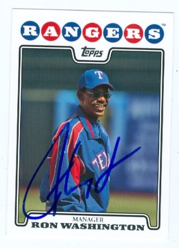 Ron Washington Autographed/Hand Signed Baseball Card (Texas Rangers Manager) 2008 Topps Baseball Car