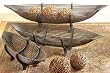 Set of 3 Bamboo Open Weave Boat Shaped Basket Trays