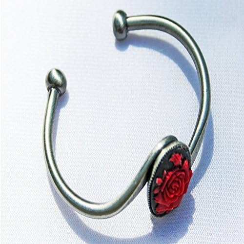 Red Rose Gunmetal Cuff Bracelet