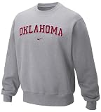 Oklahoma Sooners Grey College Embroidered Crewneck Sweatshirt By Nike Team Sports (S=36)