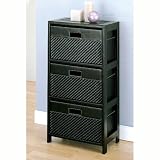 Embossed Leather 3 Drawer Cabinet - Onyx Collection