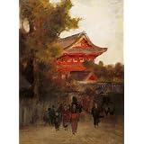 Japanese Scene with Red Temple, by Sir Alfred East (Print On Demand)