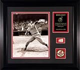 Bob Feller Cleveland Indians Framed 8x10 Photograph with Game Used Baseball Piece and Descriptive Plate