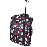 Cabin Approved Super Lightweight Wheeled Luggage Bag (Daisy Black)