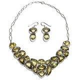 Earring and Necklace Sets Sterling Silver Peridot Gemstone Jewelry