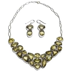 Earring and Necklace Sets Sterling Silver Peridot Gemstone Jewelry