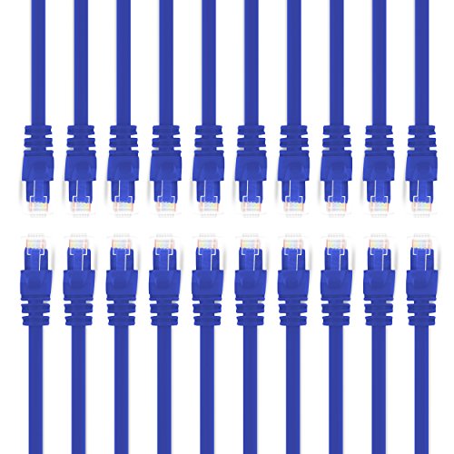 GearIt (20 Pack) 7 Feet Cat6 Ethernet Patch Cable - Computer LAN Network Cord, Blue - Lifetime Warranty