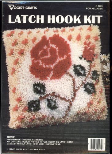 Hook-it Latch Hook Pillow Kit - Rose - Finished Size 12 by 12 inches