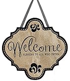 Evergreen Welcome Blessings Burlap Door Decor