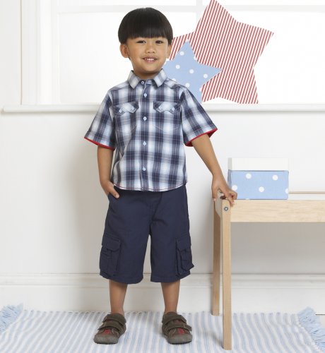 Cotton Rich Short Sleeve Check Shirt with Shorts