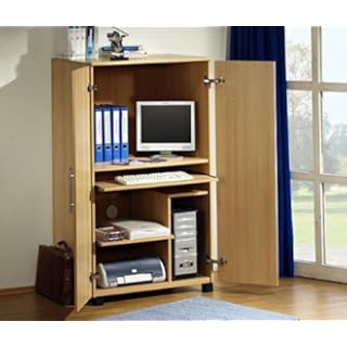 448: - made in BRD - Aktenschrank / Computerschrank buche rot