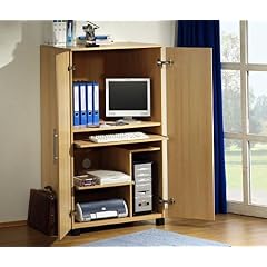 448: - made in BRD - Aktenschrank / Computerschrank buche rot