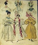 1831 WOMENS FASHION MORNING DRESSES HATS SCARVES COLOUR