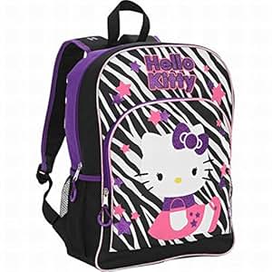 Amazon.com: Hello Kitty Black Zebra Stripes Backpack Kids Travel School ...